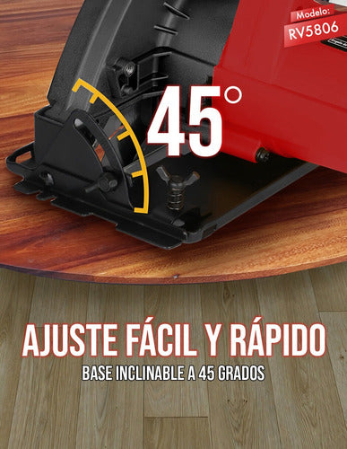 Sierra Circular Eléctrica 1000w De Potencia Corte Ajustable Rojo 60 Hz