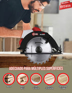 Sierra Circular Eléctrica 1000w De Potencia Corte Ajustable Rojo 60 Hz