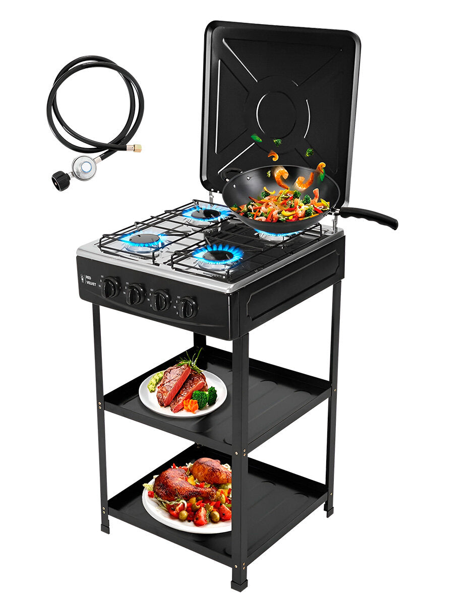 Parrilla Estufa Anaquel Gas 4 Quemadores Multiusos Uso Rudo