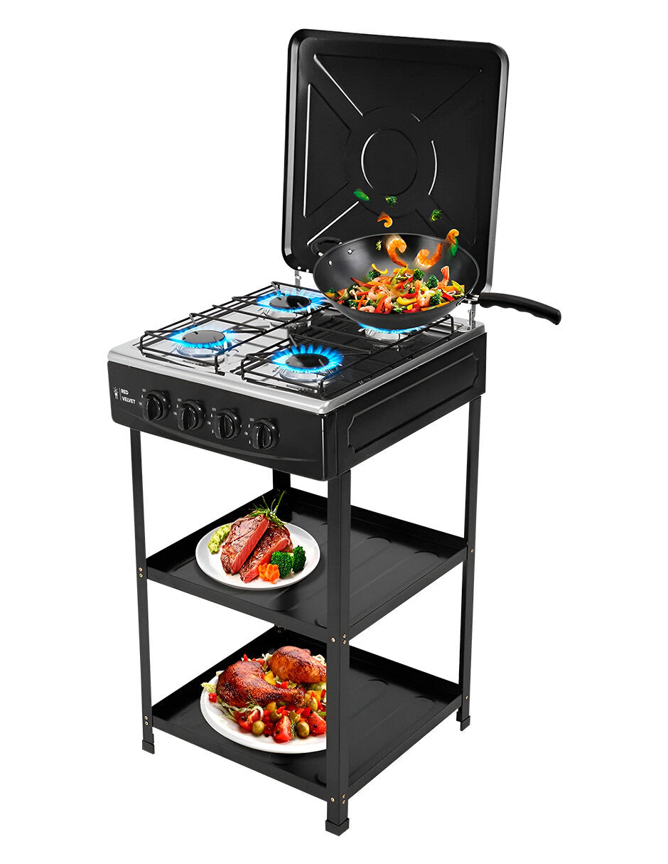 Parrilla Estufa Anaquel Gas 4 Quemadores Multiusos Uso Rudo