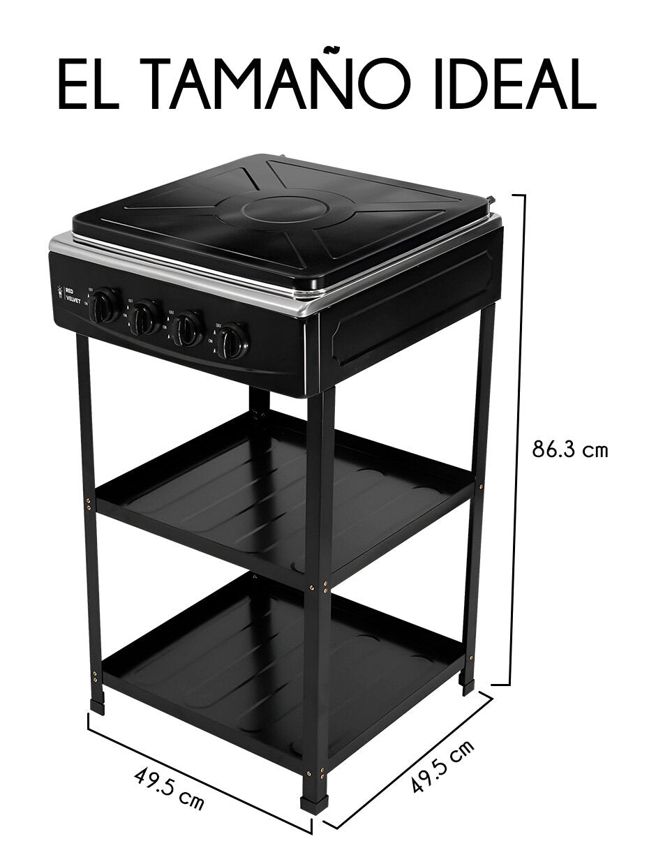 Parrilla Estufa Anaquel Gas 4 Quemadores Multiusos Uso Rudo
