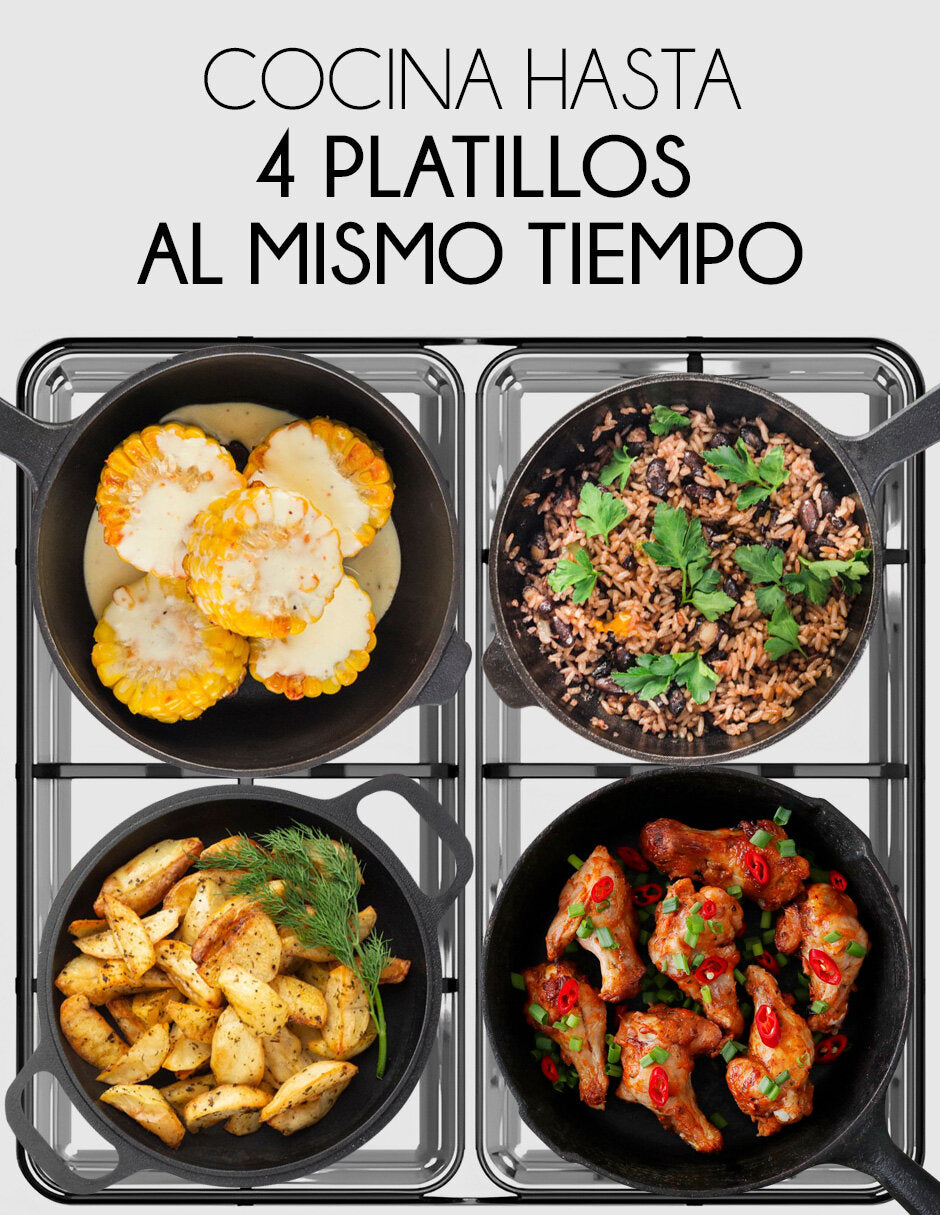 Parrilla Estufa Anaquel Gas 4 Quemadores Multiusos Uso Rudo