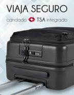 Maleta De Cabina Carry Ruedas 360°cargador Usb Candado Tsa Negro Liso