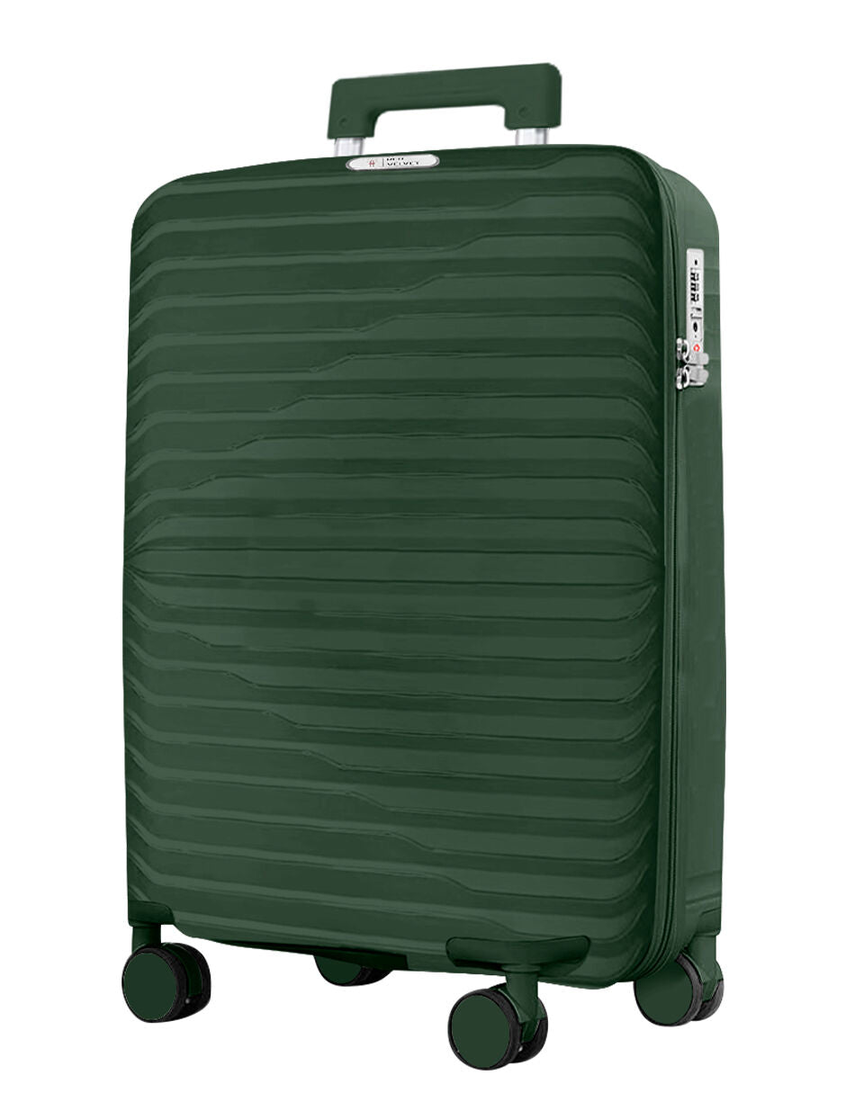Maleta De Cabina Rigida Carry On Ruedas 360° Candado Tsa Verde Lisa