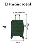 Maleta De Cabina Rigida Carry On Ruedas 360° Candado Tsa Verde Lisa